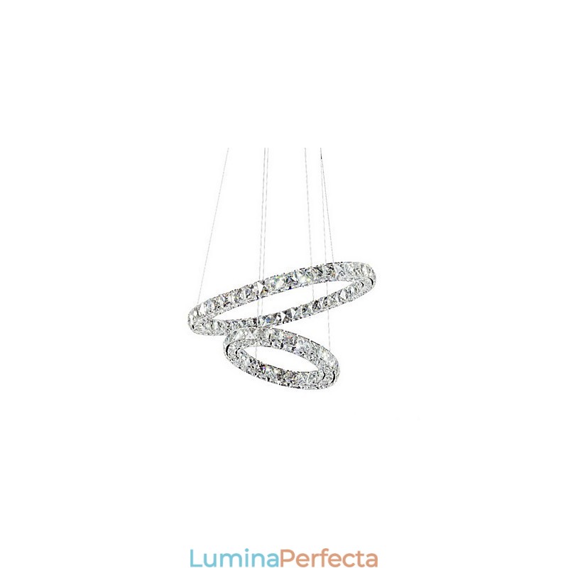 Lumină suspendată din cristal Modern 2 inele Trei laturi K9 Plafoniere de interior din cristal Corpuri de iluminat