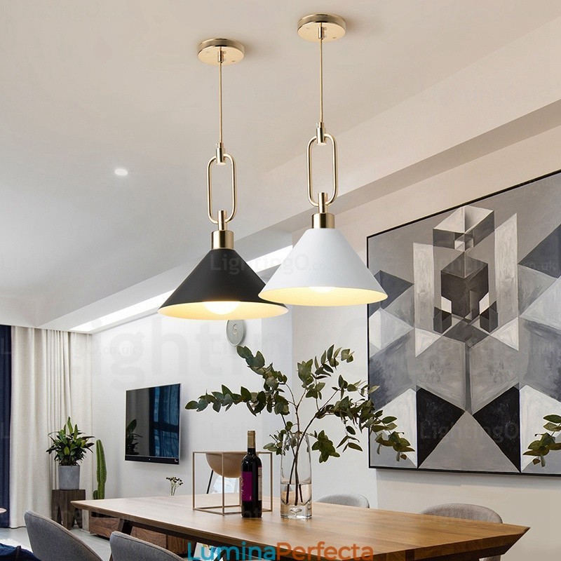 Lampă suspendată modernă nordică modernă cu 1 lumină, cu magazine de umbre din oțel inoxidabil