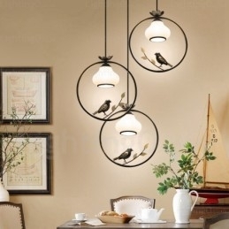 1 Lumină Country Rustic Rural Pendant Lampă cu Abajur din Sticlă