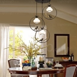 1 Lumină Country Rustic Rural Pendant Lampă cu Abajur din Sticlă