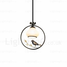 1 Lumină Country Rustic Rural Pendant Lampă cu Abajur din Sticlă