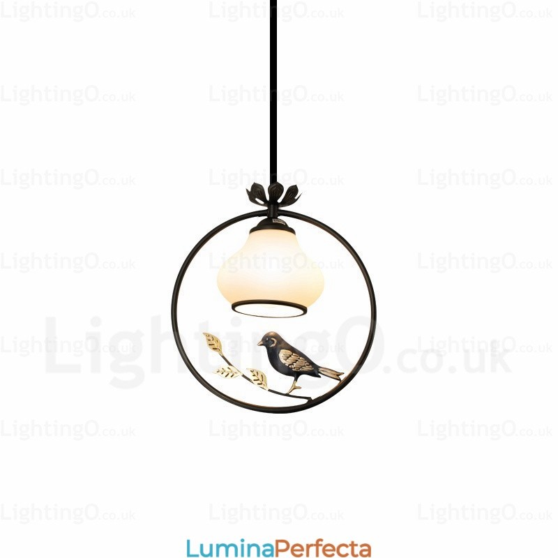 1 Lumină Country Rustic Rural Pendant Lampă cu Abajur din Sticlă