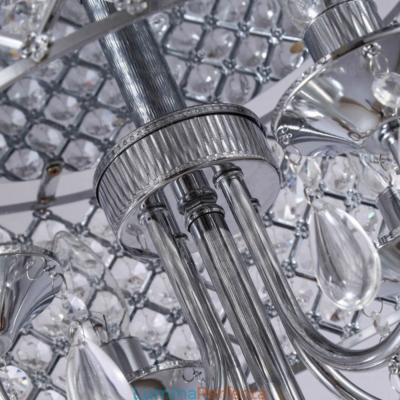 Lampă suspendată modernă contemporană cu 1 lumină, cu abajur de cristal