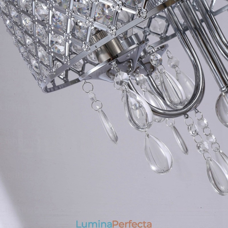 Lampă suspendată modernă contemporană cu 1 lumină, cu abajur de cristal