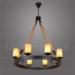 Lampă cu suspendare vintage retro cu 8 lumini cu abajur de marmură