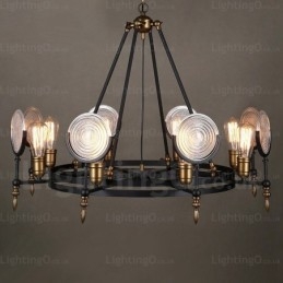 Lampă de suspendare vintage retro cu 6 lumini cu abajur din sticlă