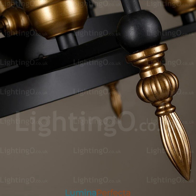 Lampă de suspendare vintage retro cu 6 lumini cu abajur din sticlă