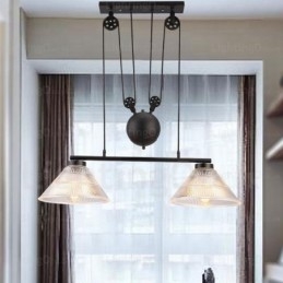 Lampă suspendată modernă contemporană cu 2 lumini cu abajur din sticlă