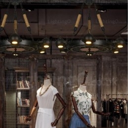 Lampă de suspendare vintage retro cu 6 lumini cu abajur din oțel inoxidabil