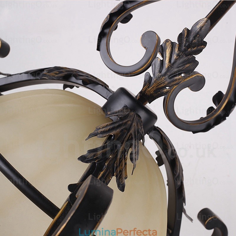 Lampă de suspendare rustică rustică cu 1 lumină cu abajur din sticlă