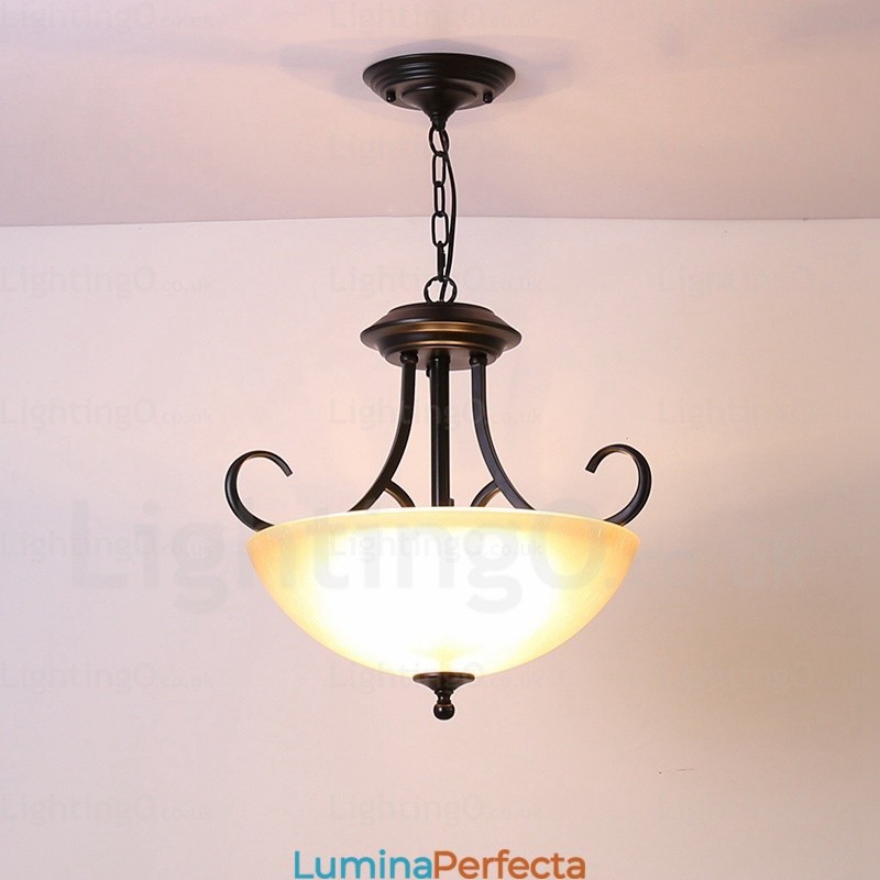Lampă de suspendare rustică rustică cu 3 lumini cu abajur din sticlă