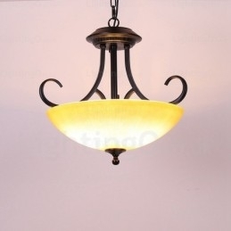 Lampă de suspendare rustică rustică cu 3 lumini cu abajur din sticlă