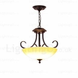 Lampă de suspendare rustică rustică cu 3 lumini cu abajur din sticlă
