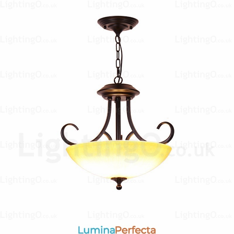 Lampă de suspendare rustică rustică cu 3 lumini cu abajur din sticlă