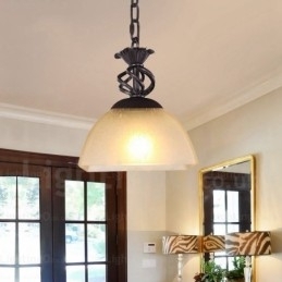 Lampă de suspendare rustică rustică cu 1 lumină cu abajur din sticlă