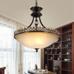 Lampă de suspendare rustică rustică cu 3 lumini cu abajur din sticlă