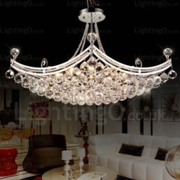 Lampă suspendată modernă și contemporană cu 5 lumini cu abajur de cristal