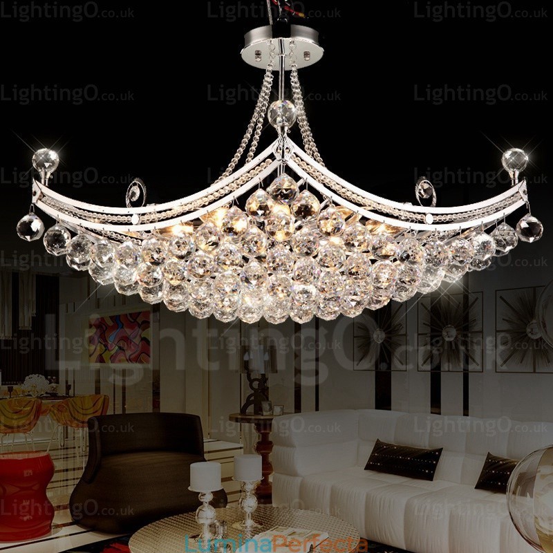 Lampă suspendată modernă și contemporană cu 5 lumini cu abajur de cristal