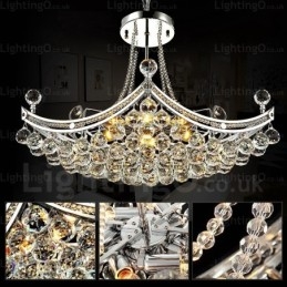 Lampă suspendată modernă și contemporană cu 5 lumini cu abajur de cristal