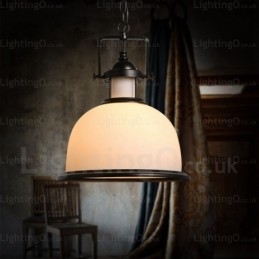 Lampă de suspendare rustică rustică cu 1 lumină cu abajur din sticlă