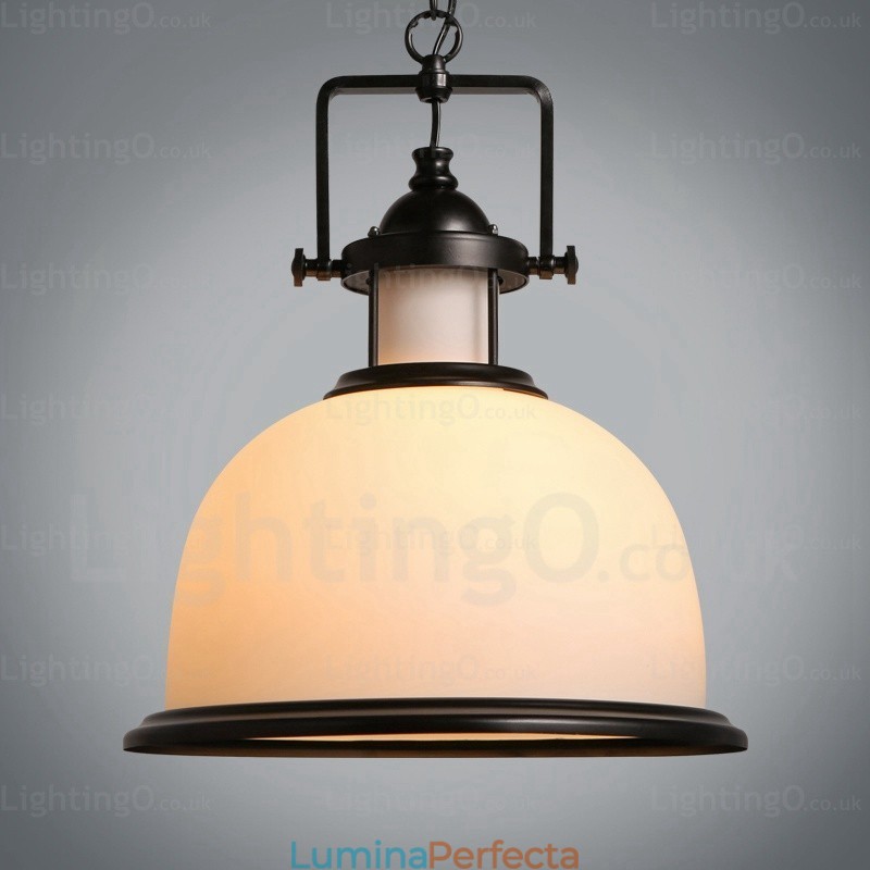 Lampă de suspendare rustică rustică cu 1 lumină cu abajur din sticlă