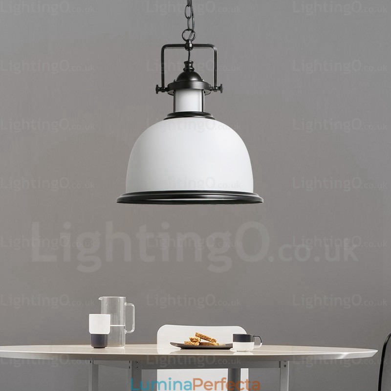 Lampă de suspendare rustică rustică cu 1 lumină cu abajur din sticlă