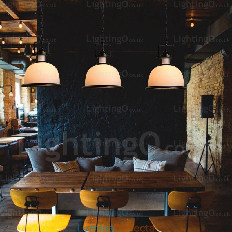 Lampă de suspendare rustică rustică cu 1 lumină cu abajur din sticlă