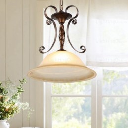 Lampă de suspendare rustică rustică cu 1 lumină cu abajur din sticlă