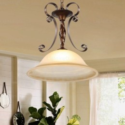 Lampă de suspendare rustică rustică cu 1 lumină cu abajur din sticlă