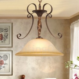 Lampă de suspendare rustică rustică cu 1 lumină cu abajur din sticlă