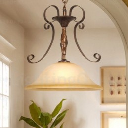 Lampă de suspendare rustică rustică cu 1 lumină cu abajur din sticlă