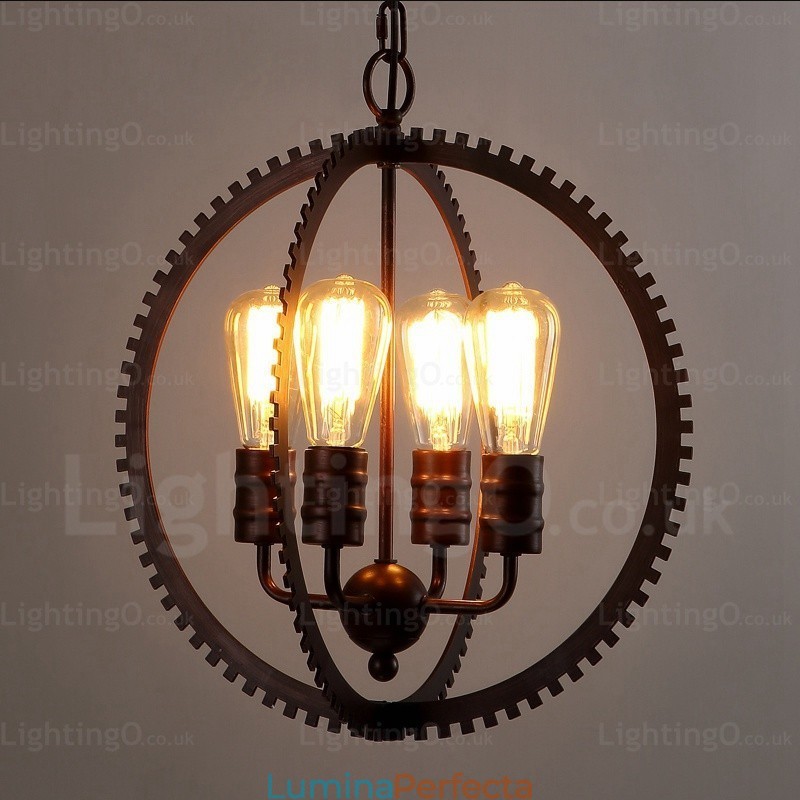 Lampă cu pandantiv vintage retro cu 4 lumini