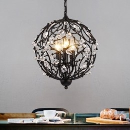 Lampă cu pandantiv din cristal retro vintage cu 3 lumini