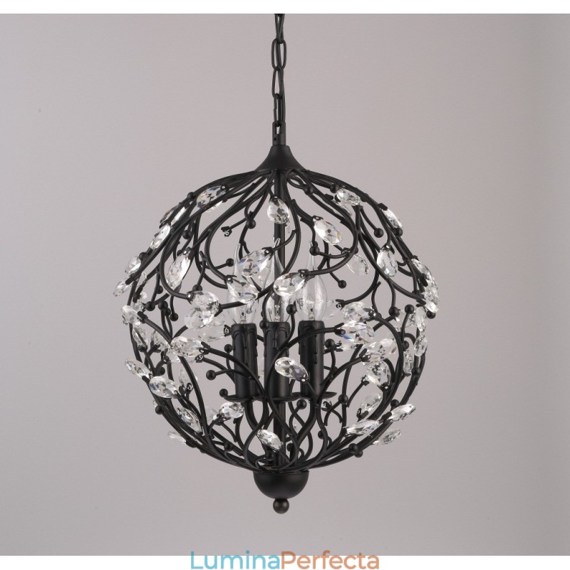 Lampă cu pandantiv din cristal retro vintage cu 3 lumini