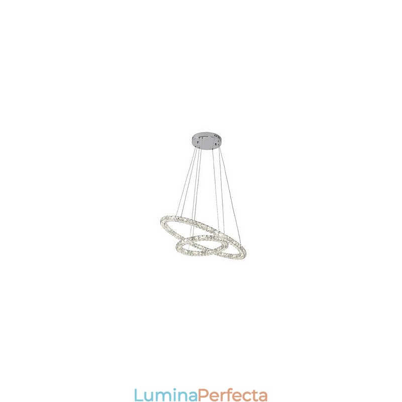 Lumină suspendată din cristal Modern 2 inele Trei laturi K9 Plafoniere de interior din cristal Corpuri de iluminat