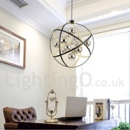 Diametru 50CM 80CM Vintage Globe Candelabru Rusty Color Pendant Lampă