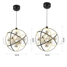 Diametru 50CM 80CM Vintage Globe Candelabru Rusty Color Pendant Lampă