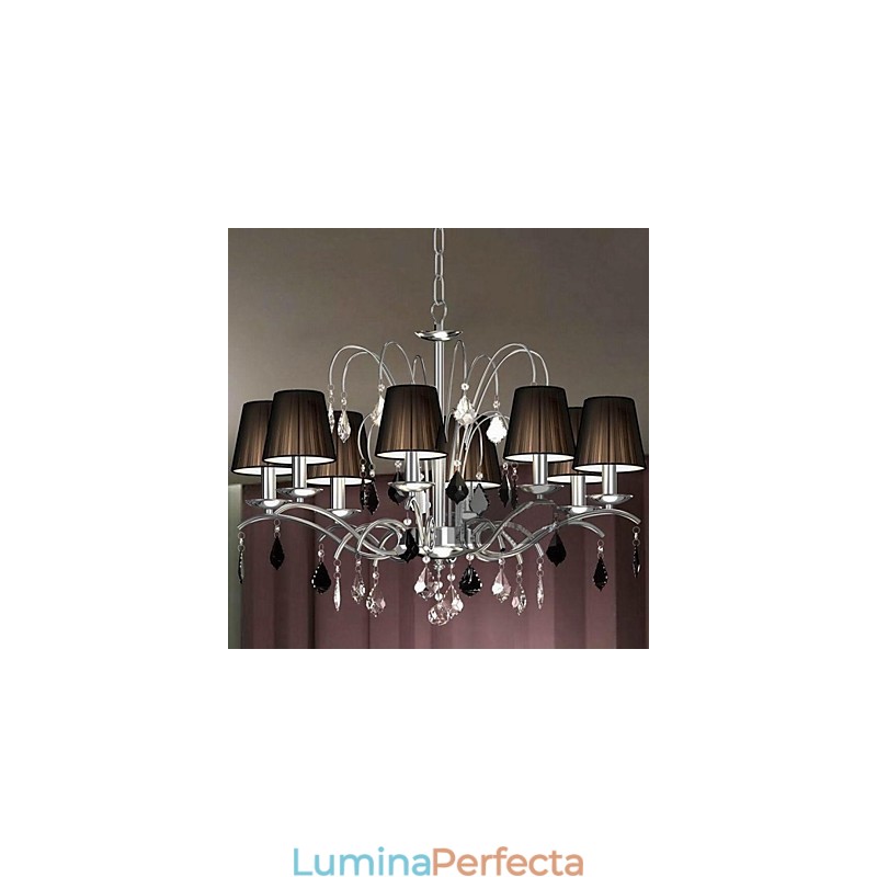 Abajur Pânză Candelabru Cristal 8 Lumini