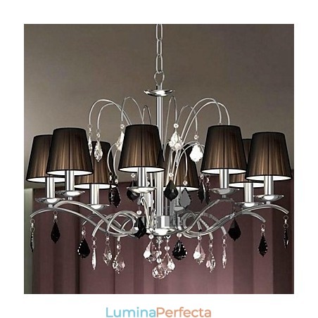 Abajur Pânză Candelabru Cristal 8 Lumini Abajur Pânză Candelabru Cristal 8 Lumini