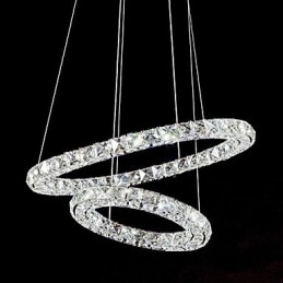 Lumină suspendată din cristal Modern 2 inele Trei laturi K9 Plafoniere de interior din cristal Corpuri de iluminat