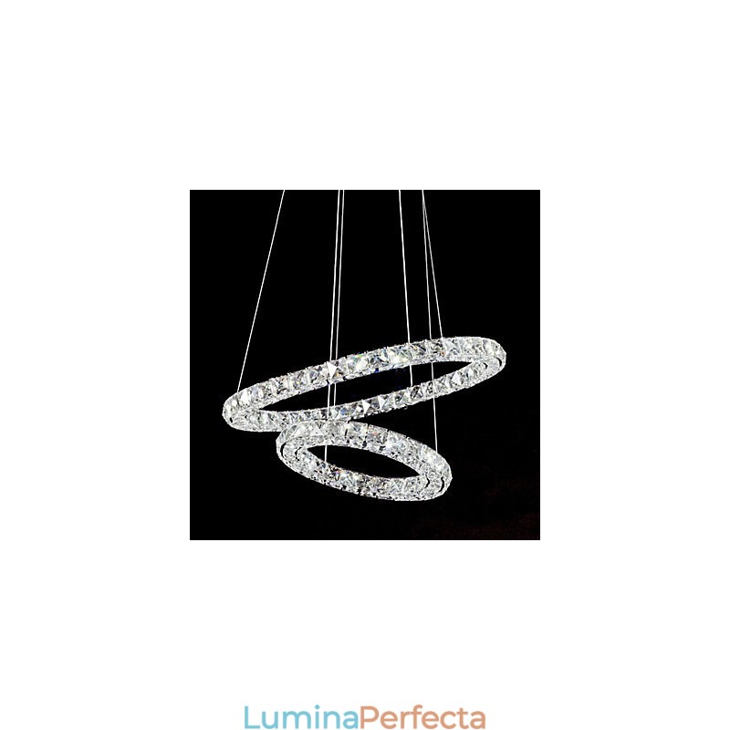 Lumină suspendată din cristal Modern 2 inele Trei laturi K9 Plafoniere de interior din cristal Corpuri de iluminat