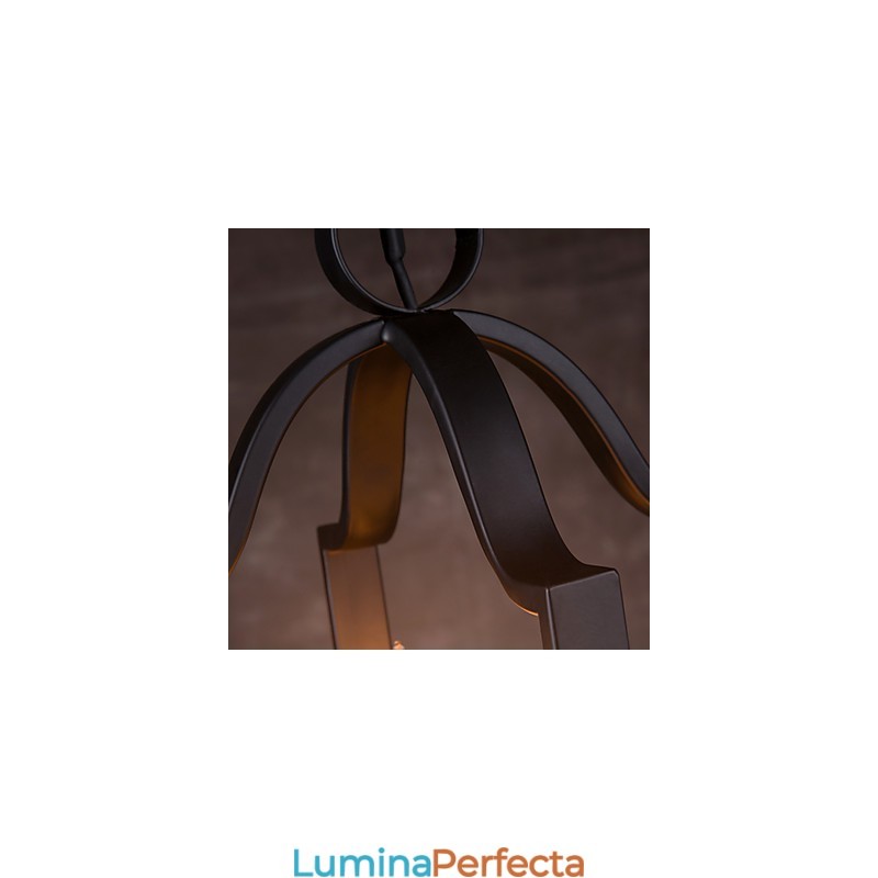 Lampă suspendată cu 4 lumini, vintage, minimalistă, cu pictură din fier