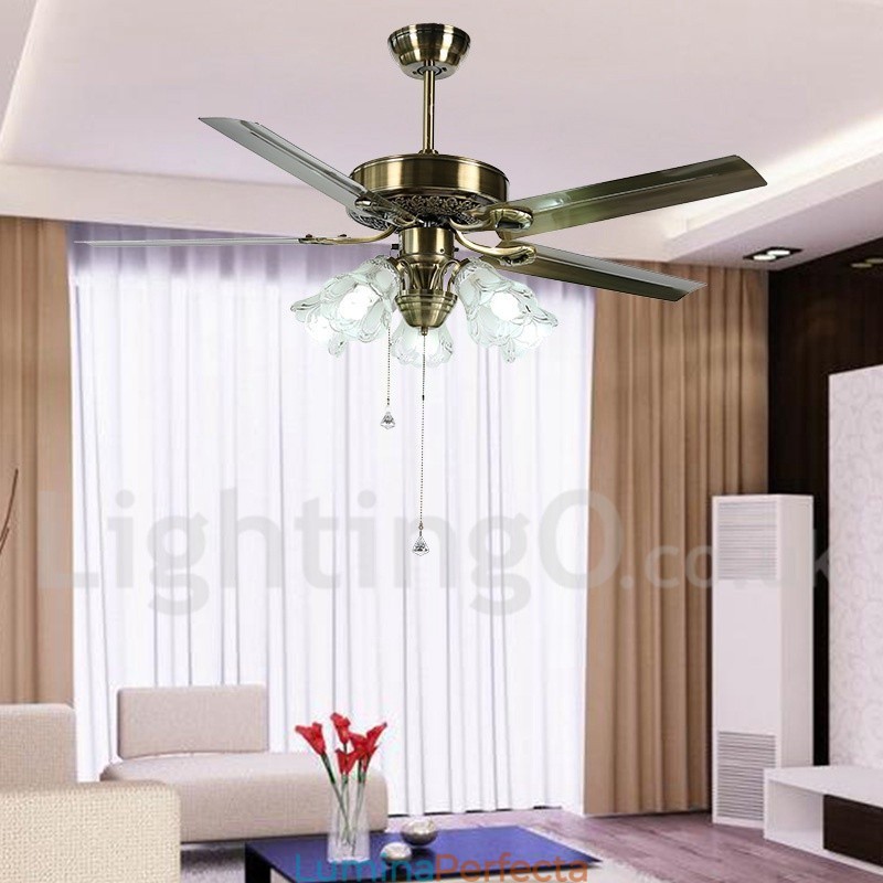 Ventilator de tavan vintage în stil european de 52 inchi