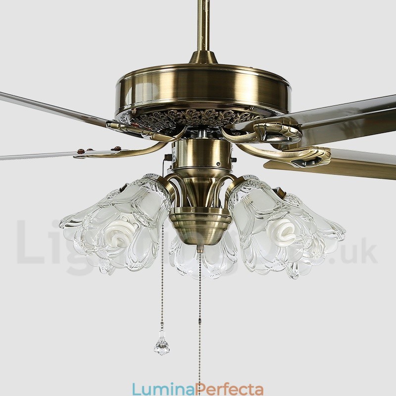 Ventilator de tavan vintage în stil european de 52 inchi