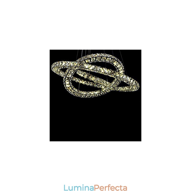 Lumină suspendată din cristal Modern 2 inele Trei laturi K9 Plafoniere de interior din cristal Corpuri de iluminat