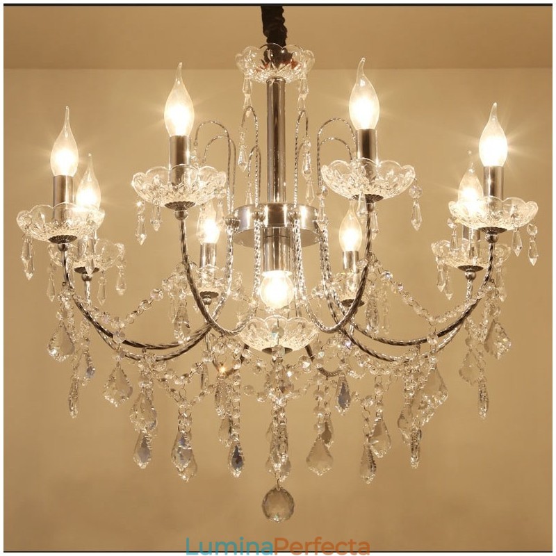 Candelabru elegant din cristal cu 9 lumini