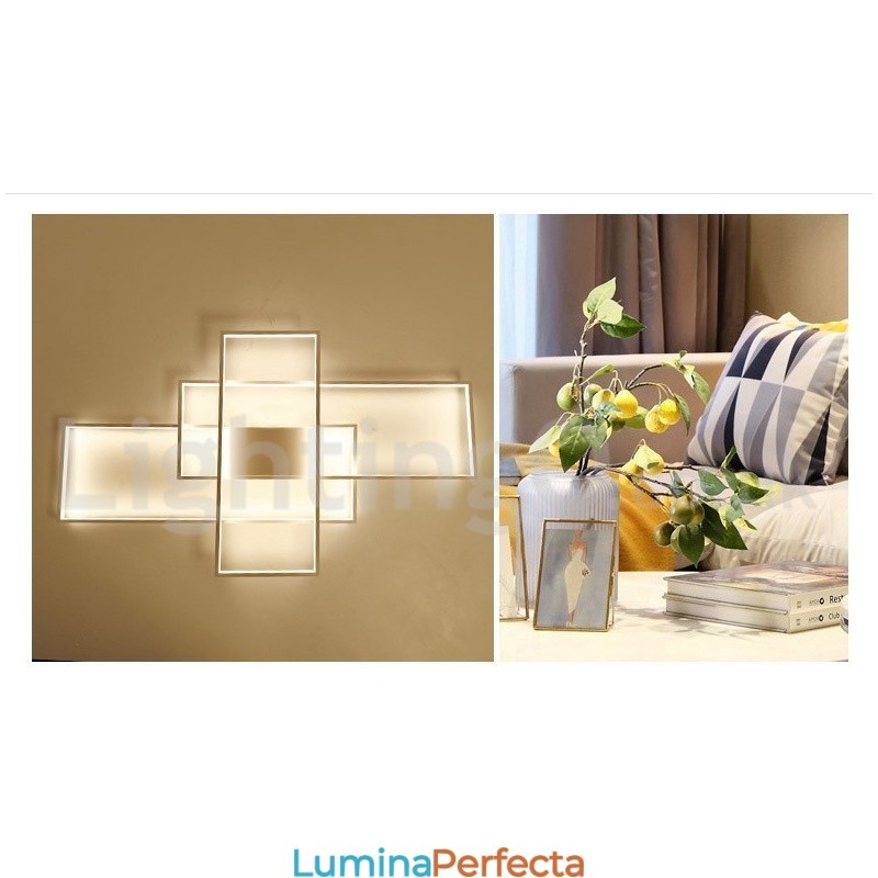 Plafoniera modernă, contemporană, cu pictură din aluminiu, Lampă de perete cu montare încasată, cu dimmer cu telecomandă pentru camera de zi, dormitor, poate fi folosită și ca lumină de perete