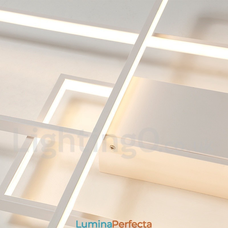 Plafoniera modernă, contemporană, cu pictură din aluminiu, Lampă de perete cu montare încasată, cu dimmer cu telecomandă pentru camera de zi, dormitor, poate fi folosită și ca lumină de perete