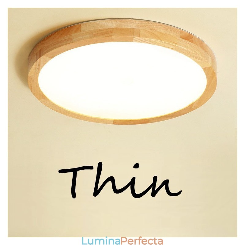 Plafoniera rotundă ultra subțire din lemn Plafoniera din lemn masiv din acril Nordic Lights