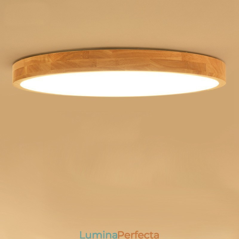 Plafoniera rotundă ultra subțire din lemn Plafoniera din lemn masiv din acril Nordic Lights